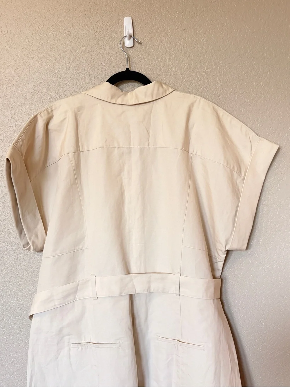 Banana Republic Linen Blend Belted Wide Leg Jumpsuit Ivory 2X